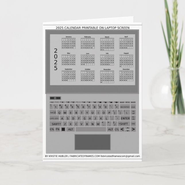 Silver Bärbar Datorklaviatur 2025 Kalender På Skär Kort (Framsida)