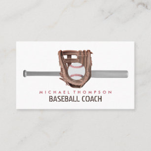 Silver Baseball Fladdermus & Gear, Baseball Player Visitkort