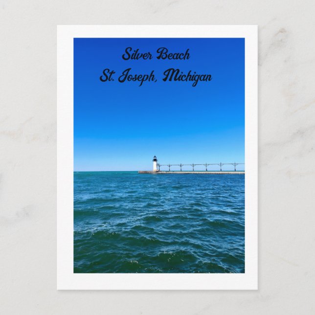 Silver Beach fyr St. Joseph, MI vykort (Framsida)