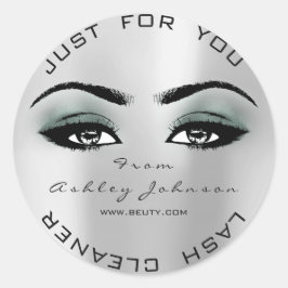 Silver Beauty Glitter Teal Lash Makeup Cleaner Runt Klistermärke
