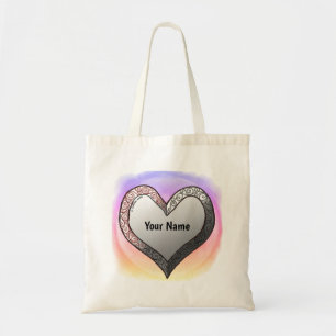 Silver Bevel Heart anpassningsbar tote bags Tygkasse