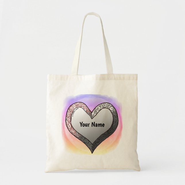 Silver Bevel Heart anpassningsbar tote bags Tygkasse (Framsidan)