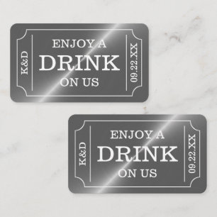 Silver Biljett Stil "Njut av en drink på oss" Tilläggskort