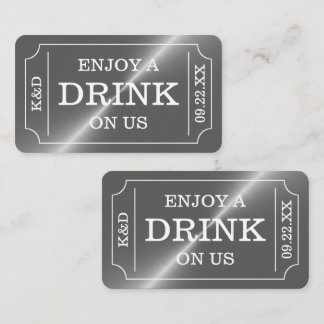 Silver Biljett Stil "Njut av en drink på oss" Tilläggskort