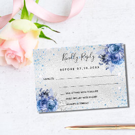 Silver blå blommigt elegant bröllop OSA