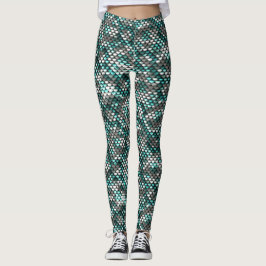 Silver & Blå Glittrande Utseende Leggings