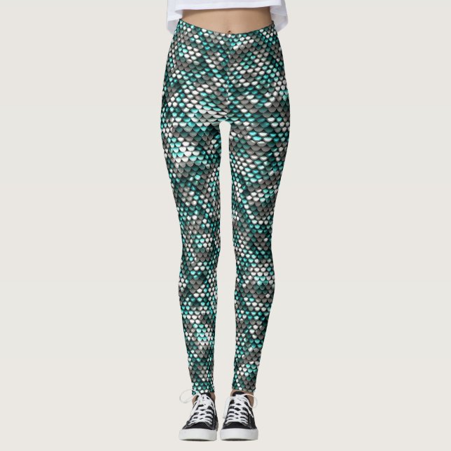 Silver & Blå Glittrande Utseende Leggings (Framsida)
