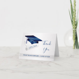 Silver blå granatkastare, diploma studenten Tack Kort