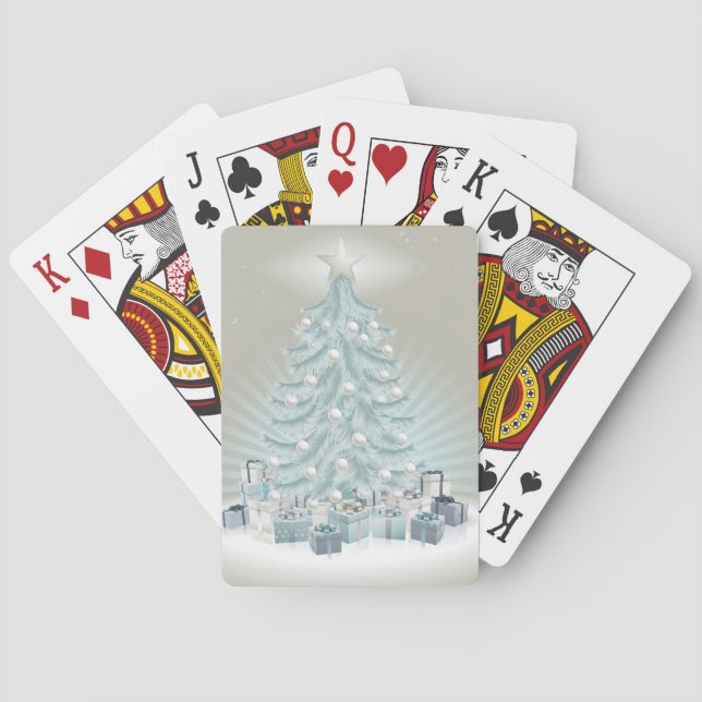 Silver blå Julgran, bollar och gåvor Spel Kort (Baksidan)