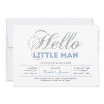 Silver, Blå | Modern typografi Pojke Babyshower