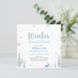 Silver & Blå Vinter Värld Pojk Födelsedagsfest Inbjudningar