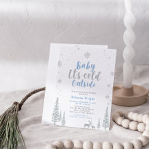 Silver & Blå Vinter Värld Pojke Baby Shower