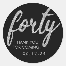 Silver Black 40 Birthday Tack 40 Runt Klistermärke