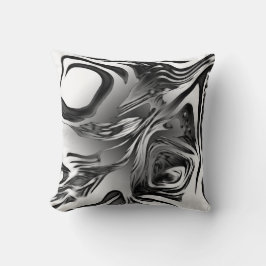 Silver Bläck Abstrakt Kudde
