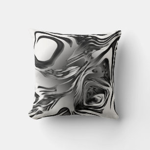 Silver Bläck Abstrakt Kudde
