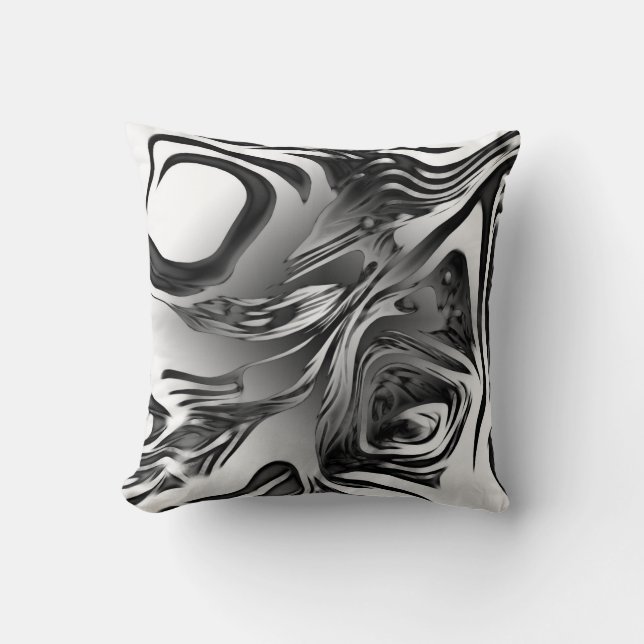 Silver Bläck Abstrakt Kudde (Framsida)