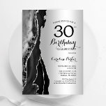 Silver Black Agate 30års födelsedag Inbjudningar<br><div class="desc">Svarta och silver-agate-inbjudan till 30års födelsedag. Elegantens moderna utformning med sten marble geode-bakgrund,  faux glitter silver och typsnitt för typografi. Trendig inbjudan-kortets perfekt för en snyggt kvinnor i firande. Skrivna Zazzle-inbjudningar eller digital utskrivbar mall för omedelbar nedladdning.</div>