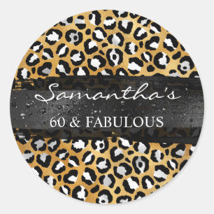 Silver Black and Gold Foil Leopard 60 & Fabulous Runt Klistermärke