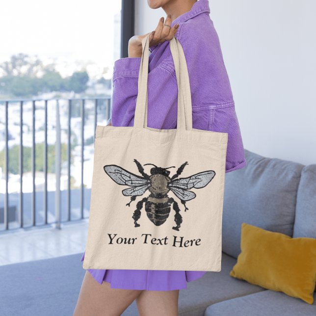 Silver Black and Guld Gnistra Bee Tote Bag Tygkasse (Skapare uppladdad)