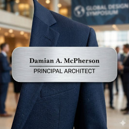 Silver & Black Anpassad Namnskylt Design Namnbricka