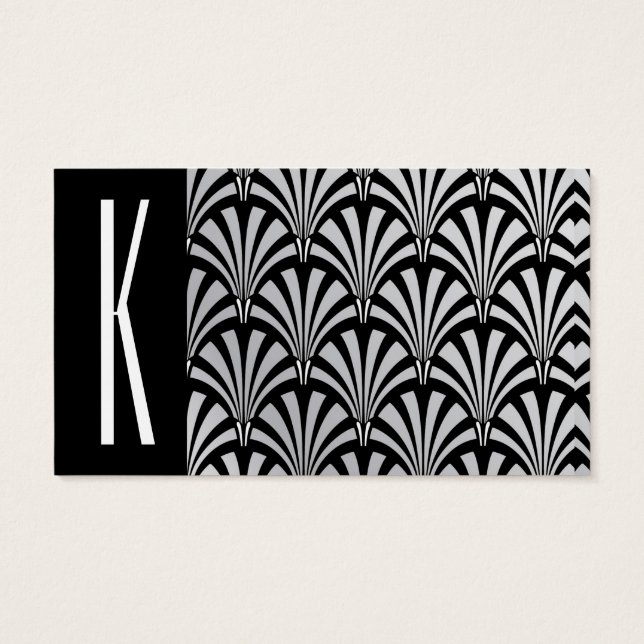 Silver & Black Art Deco Visitkort (Baksidan)