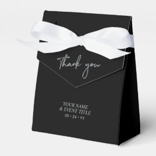 Silver & Black Brush Script Party Tack för Gunst Presentaskar