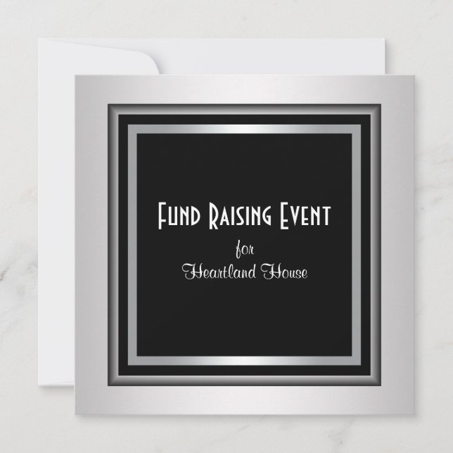 Silver Black Corporate Black Tie Insamling Inbjudningar (Framsida)