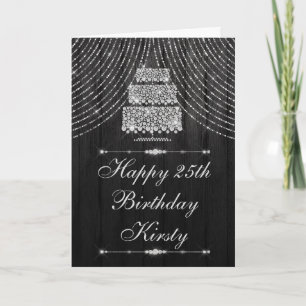 Silver Black Diamond Curtain Cake Birthday  Kort