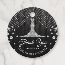 Silver Black Diamond Dress Födelsedagsfest Gåvor Etiketter
