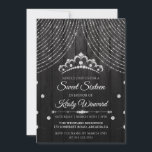 Silver Black Diamond Tiara Sweet 16 Inbjudningar<br><div class="desc">Silver Diamond Curtain och tiara med svart träbakgrundGraphics by DigitalCurio on Etsy</div>