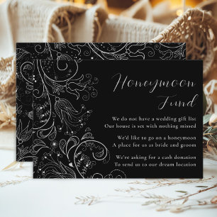 Silver Black Elegant Blommigt Bröllop Honeymoon-fo Tilläggskort