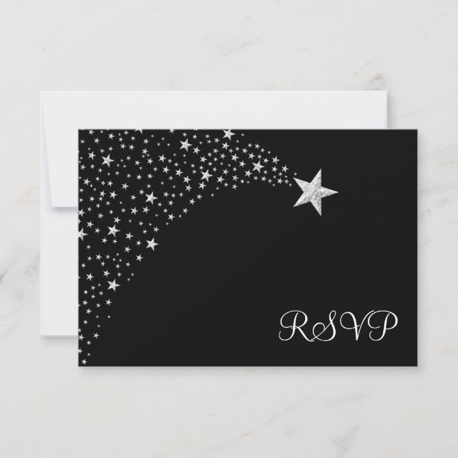 Silver Black Falling Stars Bat mitzvah OSA Kort (Framsida)