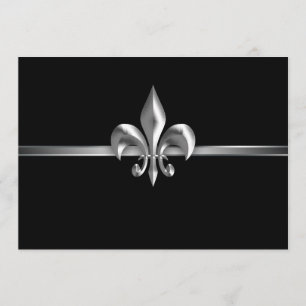 Silver Black Fleur de Lis Event I Inbjudningar