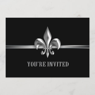 Silver Black Fleur de Lis-händelsen Inbjudningar