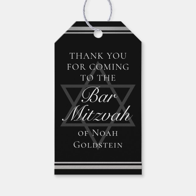 Silver Black Formal Pub Mitzvah Anpassningsbar Par Presentetikett (Framsidan)