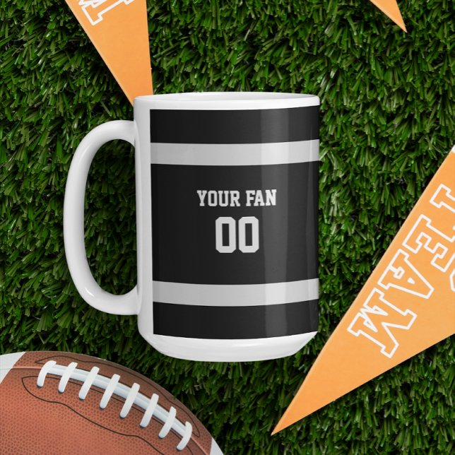 Silver & Black Fotbollslag Personlig Kaffemugg (Skapare uppladdad)