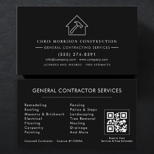 Silver Black General Contractor QR-kod Visitkort