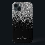 Silver Black Girly Glitter Gnistra Monogram Namn C<br><div class="desc">Silver och Black Faux-Gnistra och Glitter Brygge Metall Monogram Namn och Initial Mobil. Det gör perfekten söt 16-årsjubileum,  bröllop,  möhippa,  årsdag,  babydusch eller bachelorette-fest för någon som glam lyxen och chic stilar i kärlek.</div>
