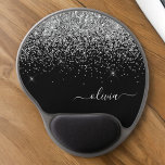Silver Black Girly Glitter Gnistra Monogram Namn Gel Musmatta<br><div class="desc">Silver och Svarta Gnistran Glitter Monogram Namn och Initial Mousepad (Mouse Pad). Det gör perfekten söt 16-årsjubileum,  bröllop,  möhippa,  årsdag,  babydusch eller bachelorette-fest för någon som glam lyxen och chic stilar i kärlek.</div>