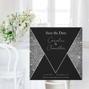 Silver & Black Glam Bröllop spara datum Magnetic