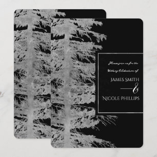 Silver Black Glam Tall Gran Rustik Skog Bröllop Inbjudningar
