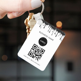 Silver Black Glitter-drivmedel - Logotyp QR-kod Nyckelring
