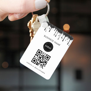 Silver Black Glitter-drivmedel - Logotyp QR-kod Nyckelring