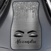 Silver Black Glitter Eyelash Monogram Namn Car F