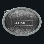 Silver Black Glitter Girly Monogram Namn<br><div class="desc">Silver och Svarta Gnistran Glitter Monogram Namn Bälte Buckle. Detta gör perfekt studenten,  söt 16 16,  18,  21,  30,  40,  50,  60,  70,  80,  90:e,  100-årsdag,  bröllop,  möhippa,  årsdag,  babydusch eller bachelorette-gåva till någon som glam lyx och chic stilar.</div>