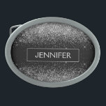 Silver Black Glitter Girly Monogram Namn<br><div class="desc">Silver och Svarta Gnistran Glitter Monogram Namn Bälte Buckle. Detta gör perfekt studenten,  söt 16 16,  18,  21,  30,  40,  50,  60,  70,  80,  90:e,  100-årsdag,  bröllop,  möhippa,  årsdag,  babydusch eller bachelorette-gåva till någon som glam lyx och chic stilar.</div>