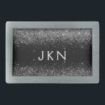 Silver Black Glitter Monogram Girly Namn Initialer<br><div class="desc">Svarta och Silver Gnistra Glitter Monogram Namn Bälte Buckle. Detta gör perfekt studenten,  söt 16 16,  18,  21,  30,  40,  50,  60,  70,  80,  90:e,  100-årsdag,  bröllop,  möhippa,  årsdag,  babydusch eller bachelorette-gåva till någon som glam lyx och chic stilar.</div>