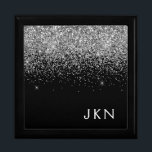 Silver Black Glitter Monogram Girly Namn Minnesask<br><div class="desc">Svart och Silver Gnistra Glitter Monogram Namn judisk Keepsakerbox. Det gör perfekt studenten,  födelsedag,  bröllop,  möhippa,  årsdag,  babydusch eller bachelorette-fest till någon som glam lyx och chic stilar.</div>