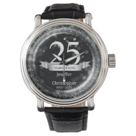 Silver Black Glitter Redigera år Bröllop Armbandsur