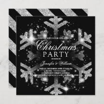 Silver & Black Glitter Snowflake Julafton Julfest
